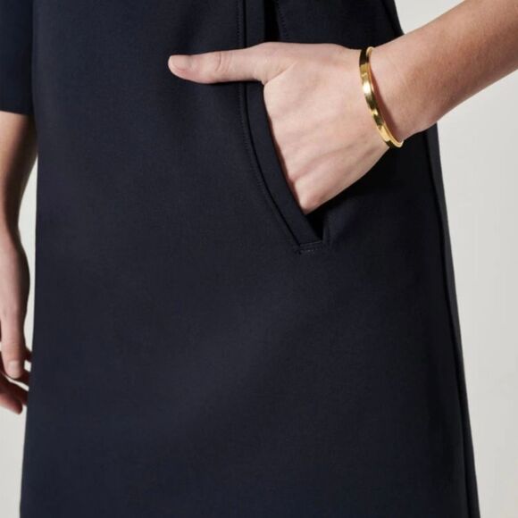 Spanx Perfect Fit Black 3/4 Sleeve A-Line Stretch Ponte Smoothing Dress Size L - Picture 4 of 15
